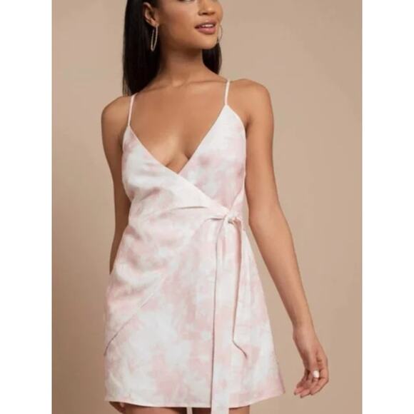 The Jetset Diaries Womens Topanga Linen Blend Wrap Mini Dress M Feminine - Picture 1 of 7